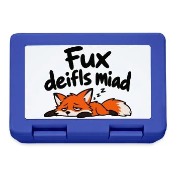 Fux deifls miad – Lustiger müder Fuchs - Brotdose - Royalblau - Vorne