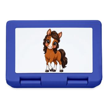 Kawaii Hannoveraner – Süßes Sportpferd - Brotdose - Royalblau - Vorne