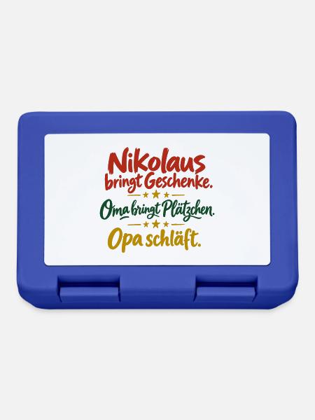 Nikolaus Oma Opa Shirt lustiger Spruch - Brotdose - Royalblau