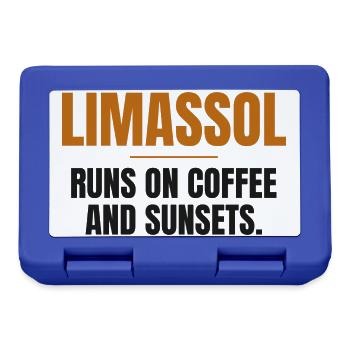 Limassol läuft auf Kaffee und Sonnenuntergängen - Brotdose - Royalblau - Vorne