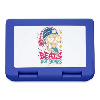 Totenkopf mit Kopfhörern – Beats Not Bones - Brotdose - Royalblau - Vorne