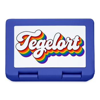 Tegelort - Regenbogen Schrift Berlin Reinickendorf - Brotdose - Royalblau - Vorne