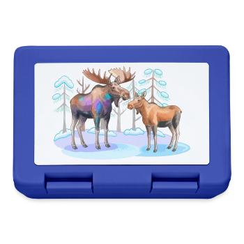Elch im Winterwald – wilde Natur - Brotdose - Royalblau - Vorne