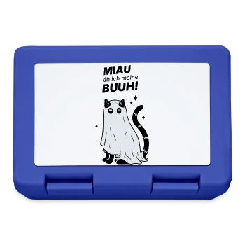 Miau äh ich meine Buuh! - Katze Gespenst Halloween - Brotdose - Royalblau - Vorne