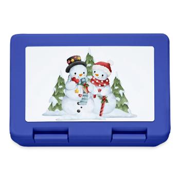 Schneemann-Duo-Geschenkszene - Brotdose - Royalblau - Vorne