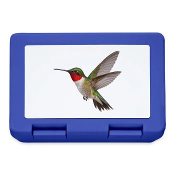 Kolibri im Flug – grüner Vogel mit roter Kehle - Brotdose - Royalblau - Vorne