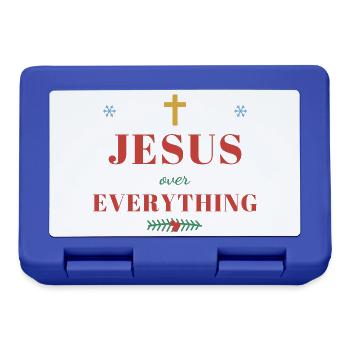 Jesus Over Everything – Christian Xmas - Brotdose - Royalblau - Vorne