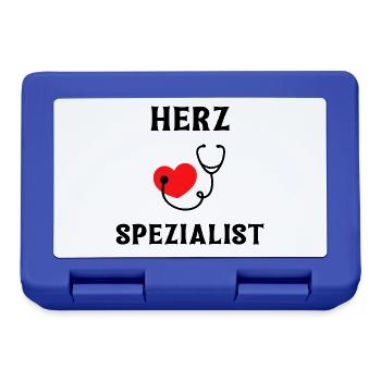 Herzspezialist mit Herz und Stethoskop - Brotdose - Royalblau - Vorne