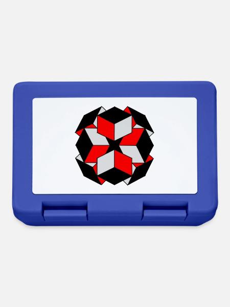 Roter geometrischer Würfel Schwarz - Brotdose - Royalblau