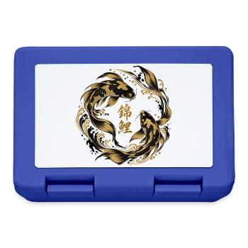 Koi Schwarz Gold - Brotdose - Royalblau - Vorne