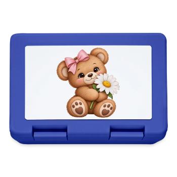Süßer Teddybär mit Gänseblümchen - Brotdose - Royalblau - Vorne