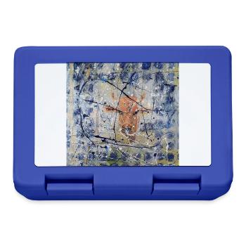Orange Kuh im Splatter-Abstract - Brotdose - Royalblau - Vorne