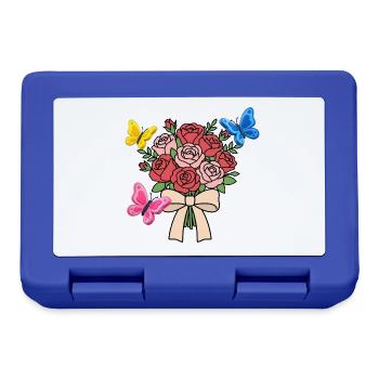 Rosen mit Schmetterlingen und Schleife - Brotdose - Royalblau - Vorne