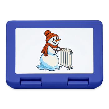 Winter Schneemann Wärme - Brotdose - Royalblau - Vorne