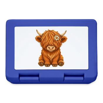 Süßes Schottisches Hochlandrind Kalb Daisy Shirt - Brotdose - Royalblau - Vorne
