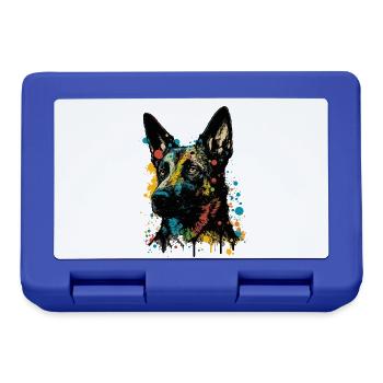 Belgischer Malinois Schäferhund Bunt Pop Art Hund - Brotdose - Royalblau - Vorne