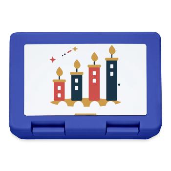 Adventstadt im Kerzenlicht – Weihnachtsmotiv - Brotdose - Royalblau - Vorne