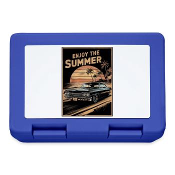 Sonnenuntergang mit dem Sommer-Oldtimer - Brotdose - Royalblau - Vorne