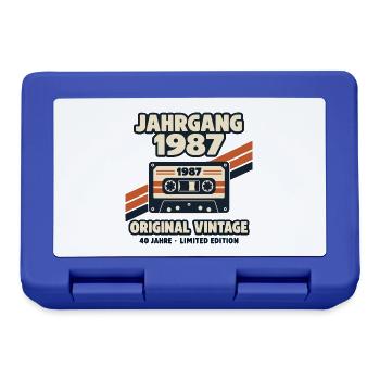 Jahrgang 1987 Original Vintage 40 Jahre Kassette - Brotdose - Royalblau - Vorne