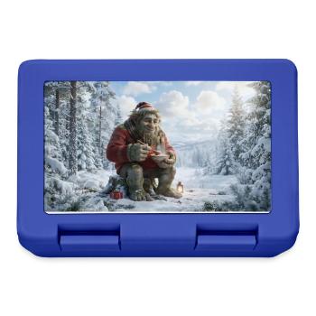 Winter Yeti am Feuer im Schneeland - Brotdose - Royalblau - Vorne