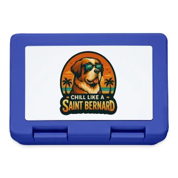 Bernhardiner mit Sonnenbrille am Strand im Retrolo - Brotdose - Royalblau - Vorne