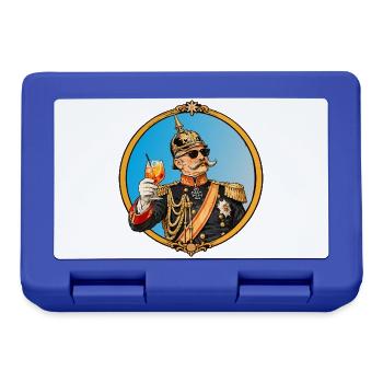 Kaiser Wilhelm mit Sonnenbrille und Cocktail - Brotdose - Royalblau - Vorne