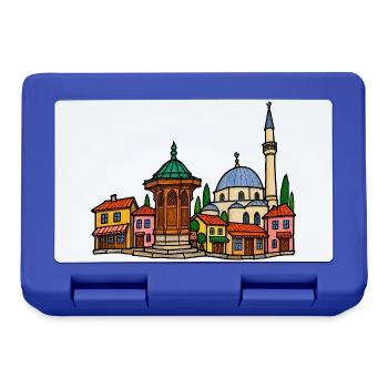 Sarajevo Skyline im bunten Wachsmalstil - Brotdose - Royalblau - Vorne