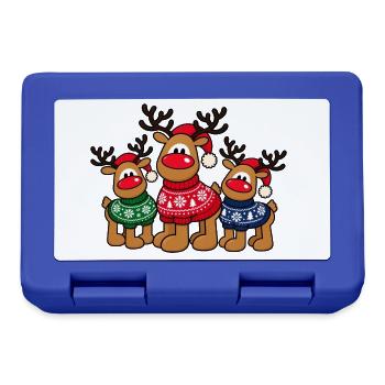 Weihnachts-Elche – Christmas Crew - Brotdose - Royalblau - Vorne