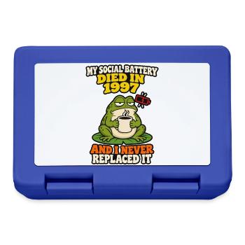 Soziale Batterie starb 1997 Lustiger introvertierter Frosch - Brotdose - Royalblau - Vorne