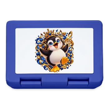 Königlicher Pinguin mit Musikglanz - Brotdose - Royalblau - Vorne