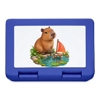 Kleines Capybara am Kieselboot - Brotdose - Royalblau - Vorne
