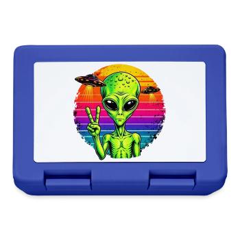 Psychedelisches Alien-Friedenszeichen - Brotdose - Royalblau - Vorne