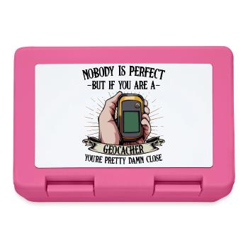 Personne n'est parfait Géocaching Geocacher Gift - Boîte à goûter - rose - Devant