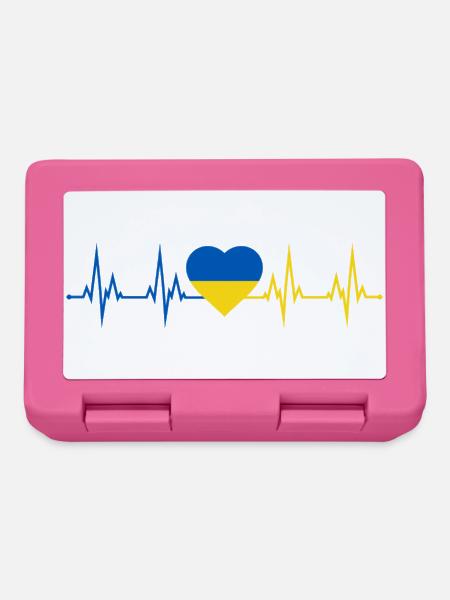 Herzschlag Fahne Herz Heartbeat Flagge Ukraine - Brotdose - Pink