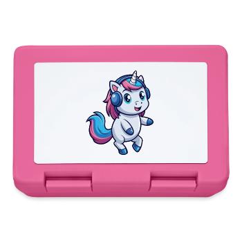 Licorne Funny Cartoon Character Casque Musique - Boîte à goûter - rose - Devant
