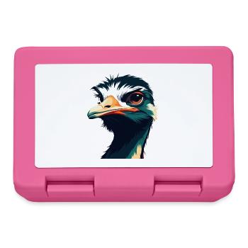 Strauß Cartoon Figur Buntes Haustier Tier - Brotdose - Pink - Vorne