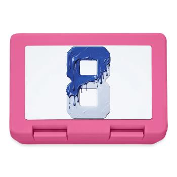 NR. 8 NUMMER 8 BLAU WEIß 8. GEBURTSTAG - Brotdose - Pink - Vorne