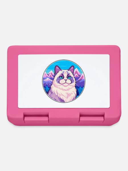 Birmakatze Bunte Karikatur Aquarell Illustration - Brotdose - Pink