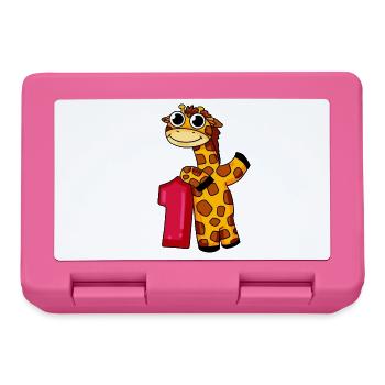 1. Geburtstag Giraffe 1.Klasse Geschenk - Brotdose - Pink - Vorne