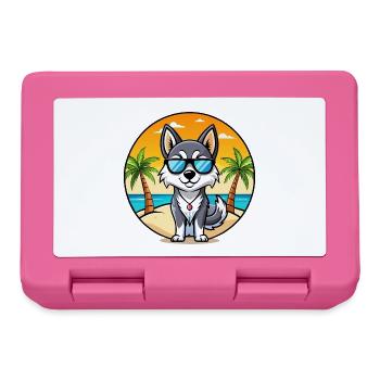 Alaskan Klee Kai Hunderasse Cartoon Sonnenbrille Strand - Brotdose - Pink - Vorne