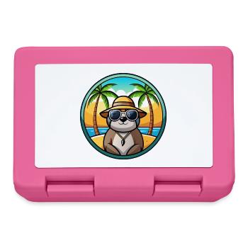 Faultier Lustige Cartoon Sommer Strand Sonnenbrille Cool - Brotdose - Pink - Vorne