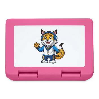 Lynx Funny Cartoon Character Musique de casque - Boîte à goûter - rose - Devant