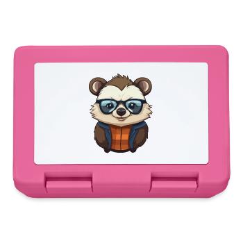 Dachs trägt Brille Cartoon Kawaii Illustration - Brotdose - Pink - Vorne