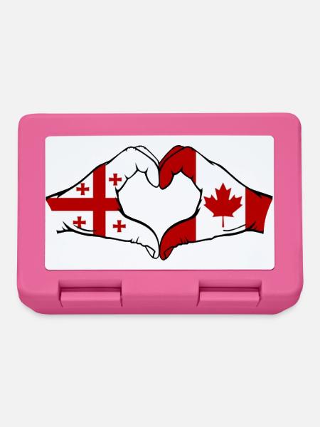 Georgien Kanada Flagge Haende Herzform - Brotdose - Pink