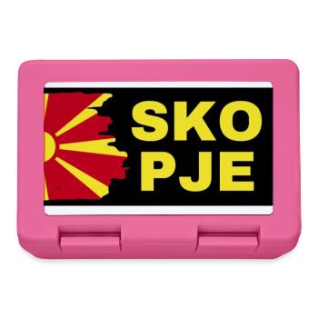 Skopje City with North Macedonia Flag Design - Lunchbox - pink - Front