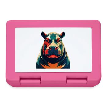 Nilpferd Cartoon Figur Buntes Haustier Tier - Brotdose - Pink - Vorne