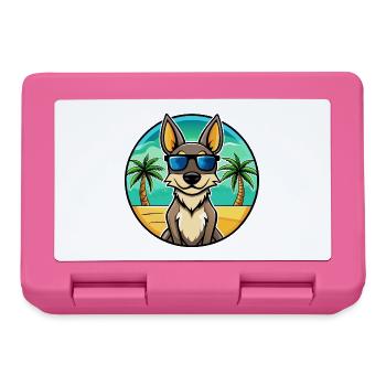 Australischer Kelpie Hund Rasse Cartoon Sonnenbrille Strand - Brotdose - Pink - Vorne