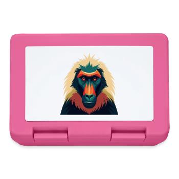 Pavian Zeichentrickfigur Buntes Haustier Tier - Brotdose - Pink - Vorne