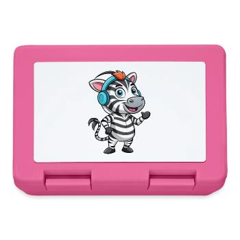 Zebra Lustige Zeichentrickfigur Kopfhörer Musik - Brotdose - Pink - Vorne