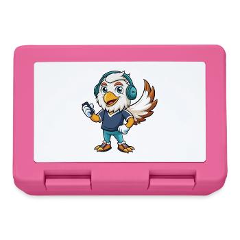 Eagle Funny Cartoon Character Musique de casque - Boîte à goûter - rose - Devant
